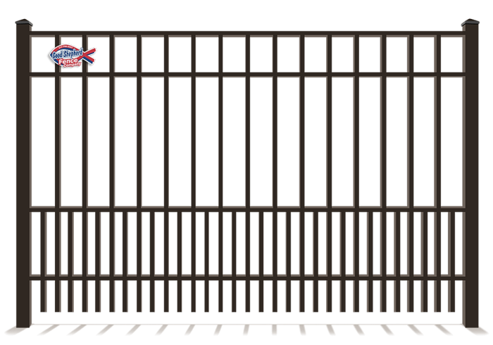4 rail aluminum fence with puppy pickets in Indianapolis Indiana