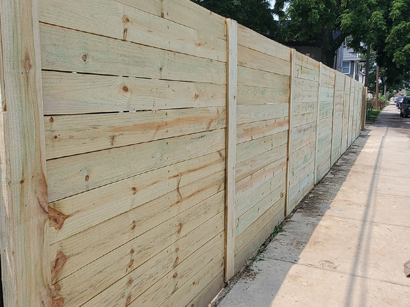 Horizontal wood fencing in Indianapolis Indiana