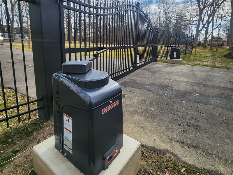 Decorative ornamental steel estate drive gate operator in Carmel Indiana